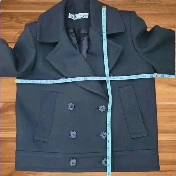 ZARA LADIES BLAZER JACKET COAT WOOL BLEND BLACK BOULE UK SIZE M - Picture 4 of 8